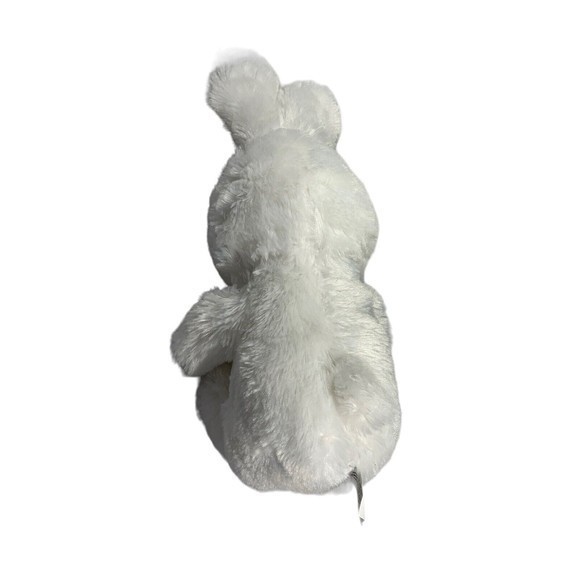 Megatoys‎ White Plush Rabbit Polka dots Rainbow Ribbon 14" Clean Soft￼ - Picture 7 of 8